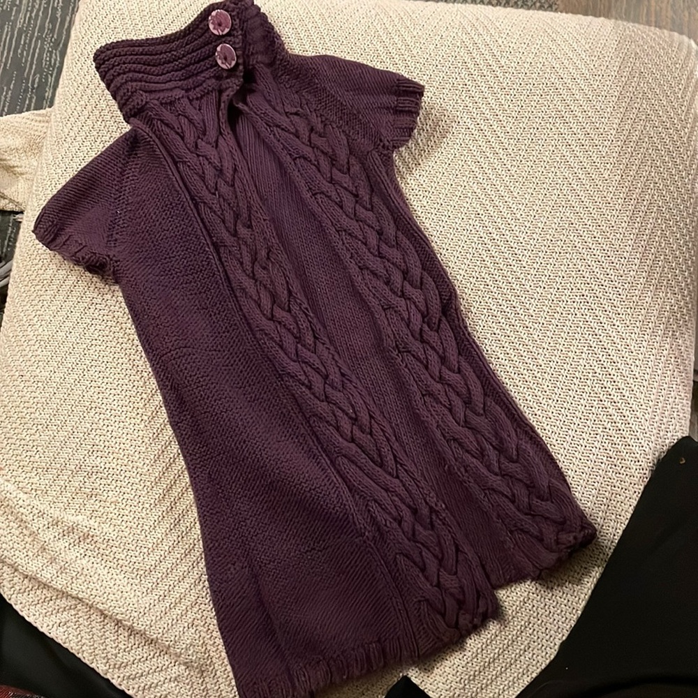 Handknit purple cotton sweater